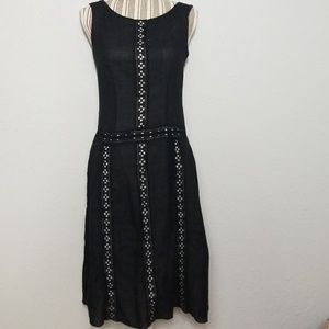 Adrianna Papell 6 Black Eyelet Sleeveless Dress
